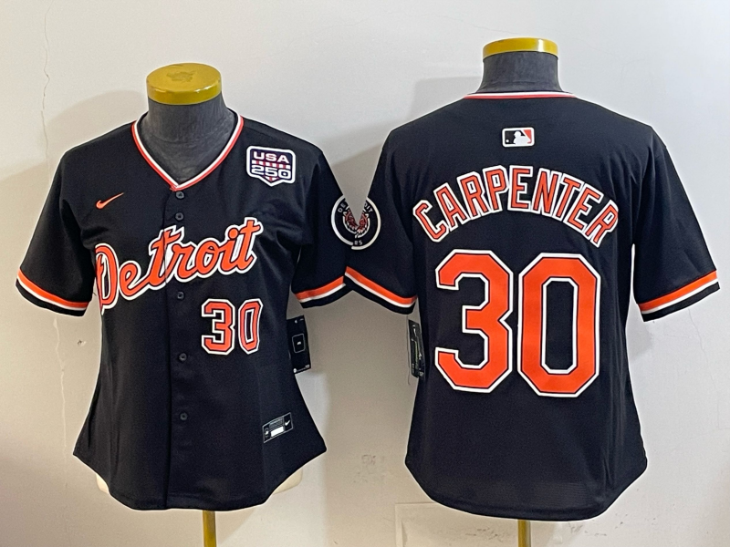 women Detroit Tigers #30 Carpenter black Nike 2026 MLB Jersey 0414002